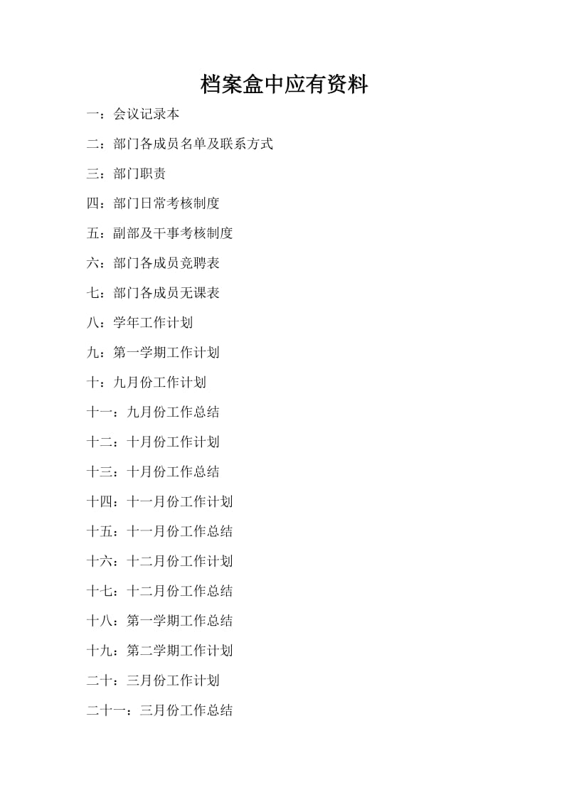 档案盒中应有资料.doc_第1页