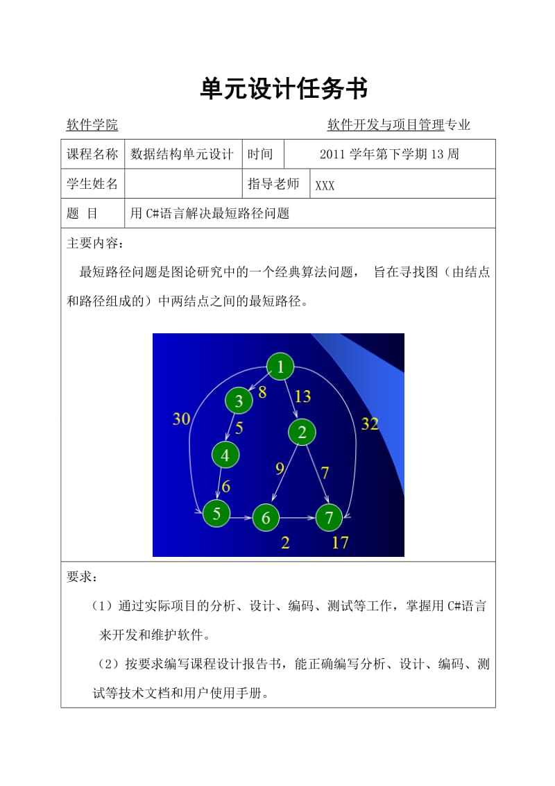 数据结构课程设计--用C#语言解决最短路径的问题.doc_第2页