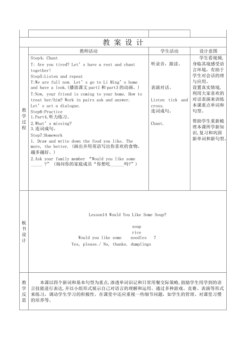 新冀教版英语下册《unit 3 Food and MealsLesson 14 Would you Like Some Soup.》教案_11.docx_第2页