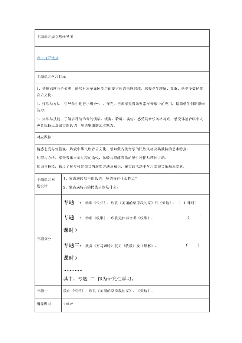 初中音乐《草原牧歌》主题单元教学设计.doc_第2页