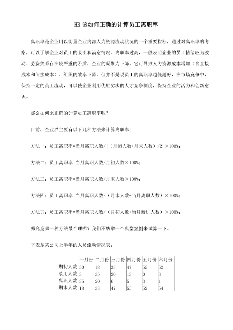 HR该如何正确的计算员工离职率.doc_第1页