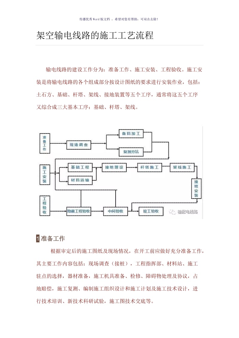 架空输电线路的施工工艺流程（参考模板）.doc_第1页