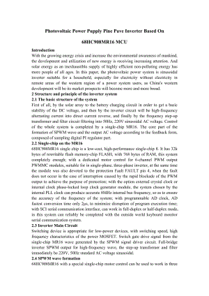 基于68HC908MR16单片机的光伏正弦波逆变电源 英文资料.doc