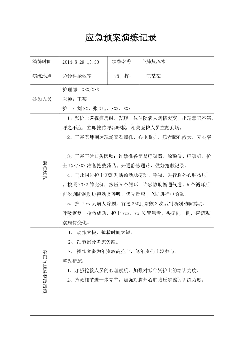 心肺复苏应急演练.doc_第1页