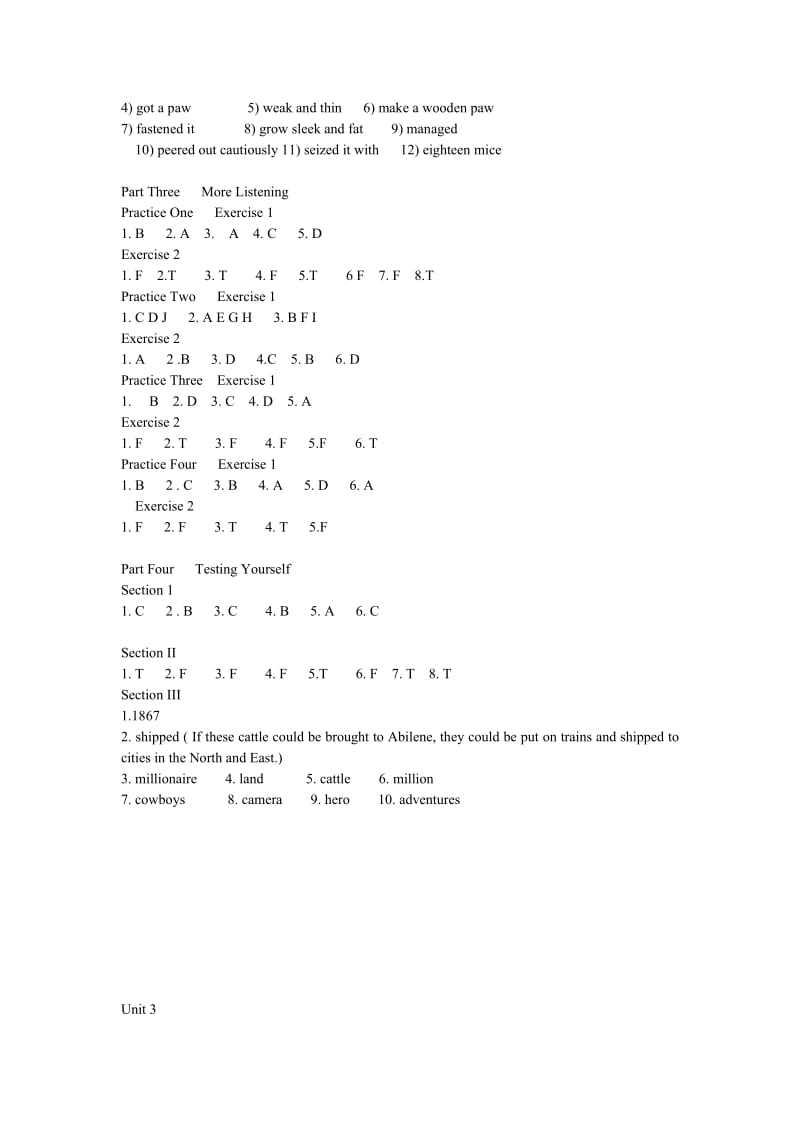 新编大学英语视听说教程3(浙江大学版)听力标准答案.doc_第3页