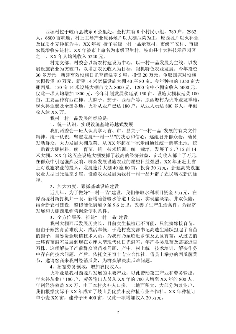 村一村一品典型经验材料-最新版.doc_第2页