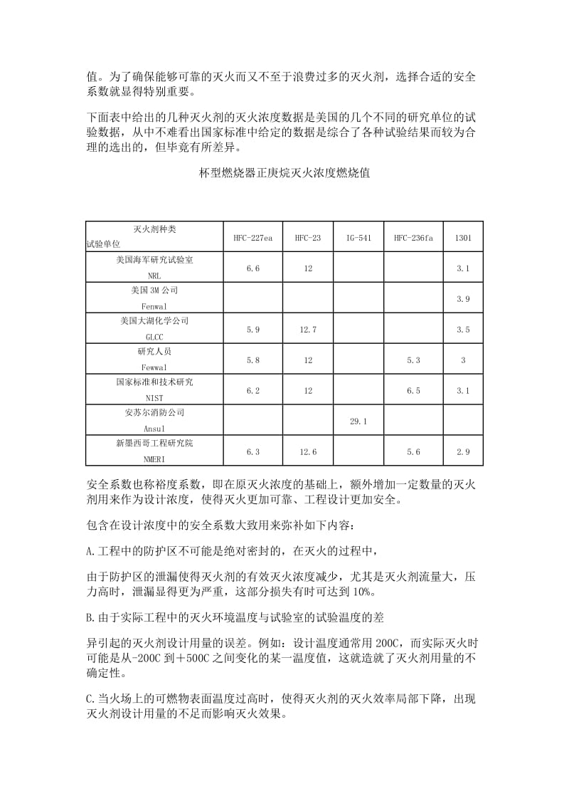 浅谈气体灭火系统的设计浓度和安全系数.doc_第2页