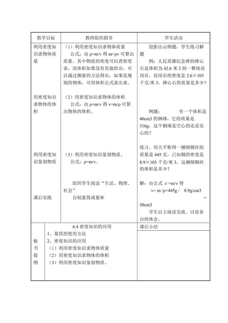 新苏科版八年级物理下册《六章. 物质的物理属性四、密度知识的应用》教案_9.doc_第3页