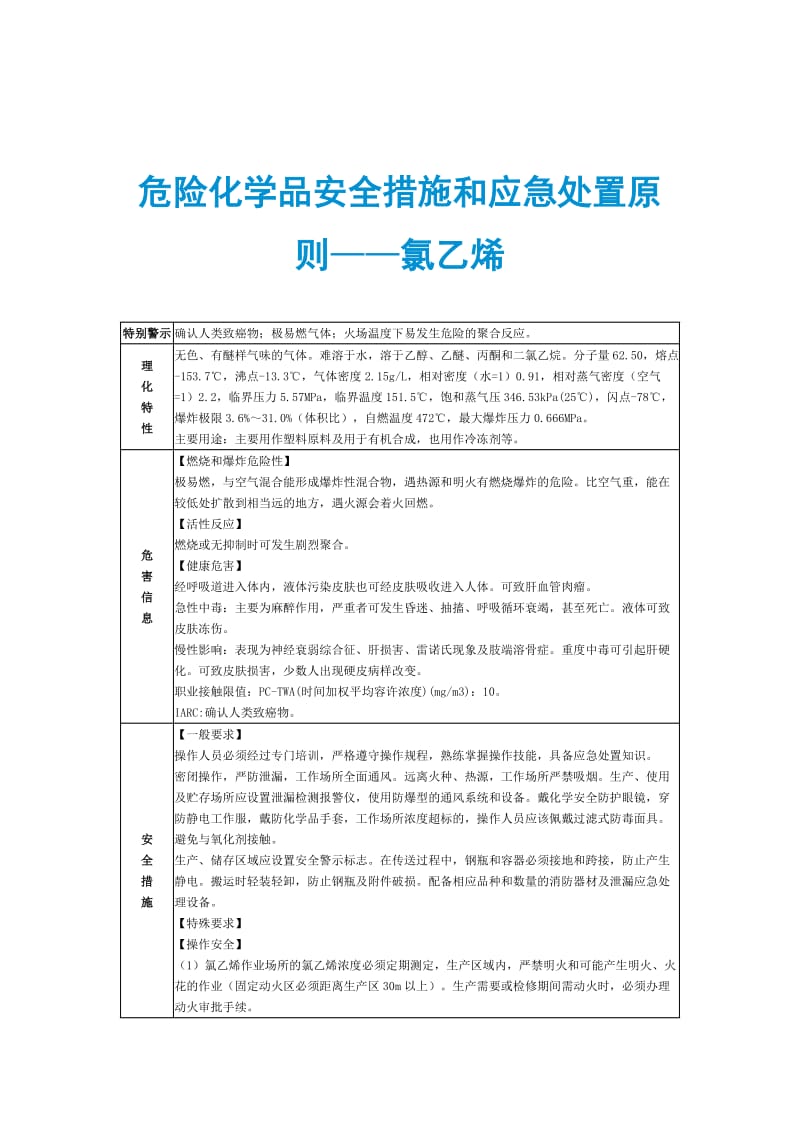 危险化学品安全措施和应急处置原则——氯乙烯.doc_第1页