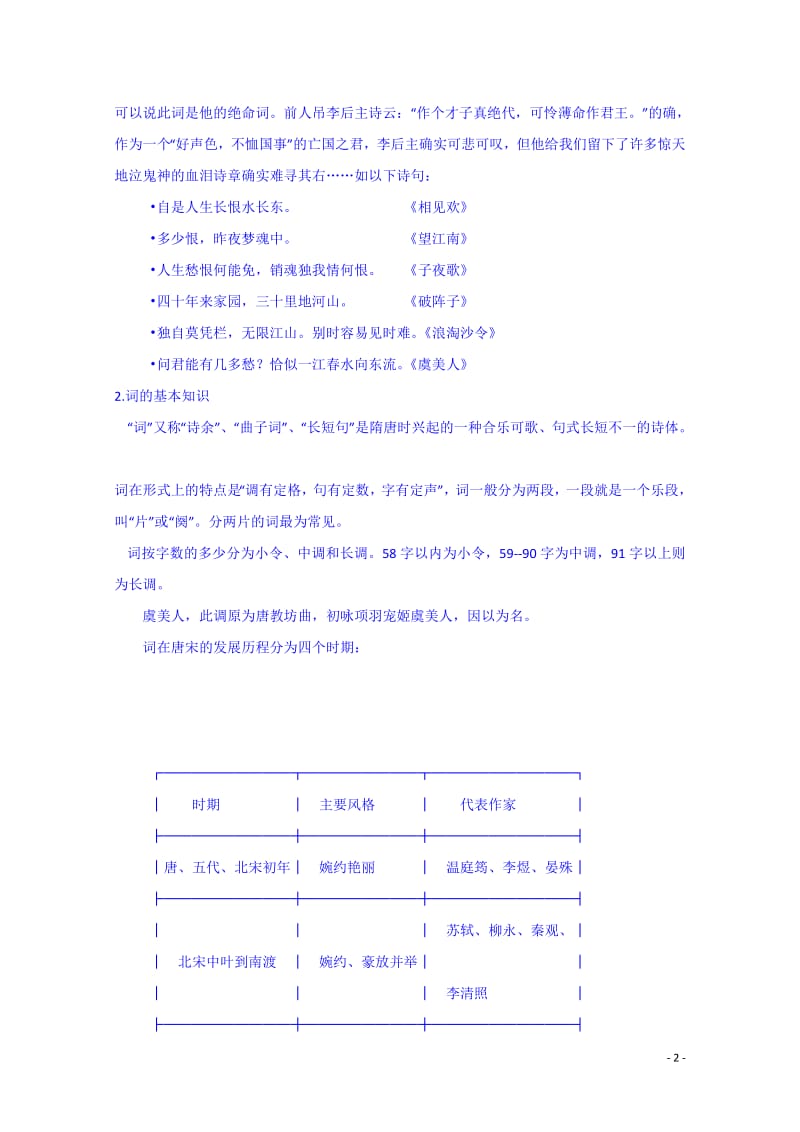 2021年人教版高二语文选修《中国古代诗歌散文欣赏》导学案：5虞美人1.pdf_第2页