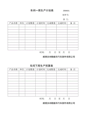 车间一周生产计划表.doc