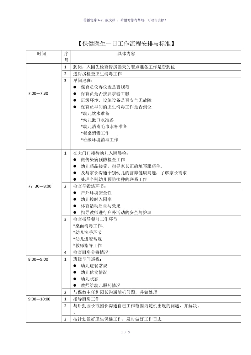 保健医生一日工作流程与内容（参考模板）.doc_第1页