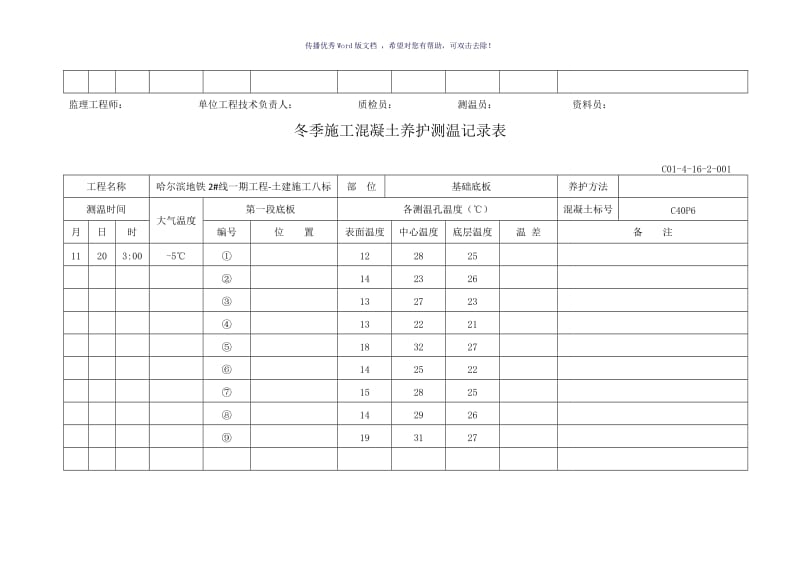 冬季施工混凝土浇筑测温记录表（参考模板）.doc_第3页