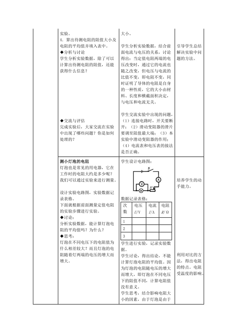 人教版八年级物理下册《功勋卓著的电与磁第七章 欧姆定律三、测量小灯泡的电阻》教案_8.doc_第3页