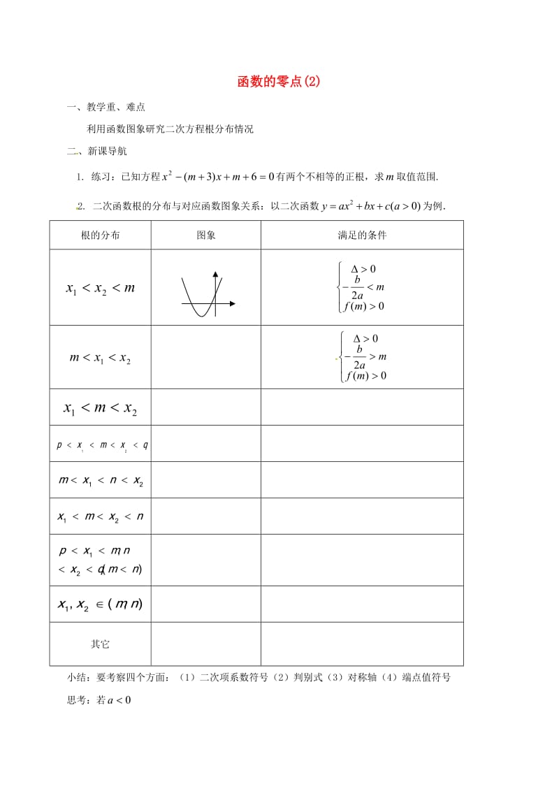 江苏省涟水县高中数学 第三章 指数函数、对数函数和幂函数 3.4 函数的应用 函数的零点（2）学案（无答案）苏教版必修1（通用）.doc_第1页