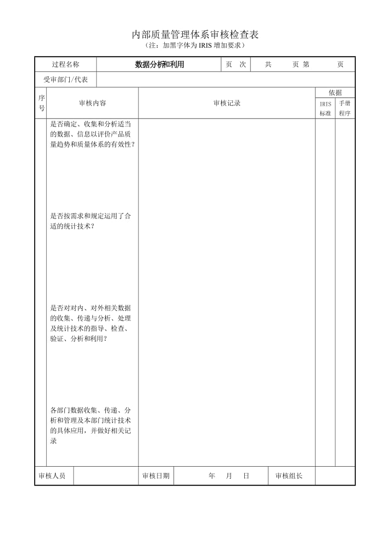 IRIS内审检查表-数据分析.doc_第1页