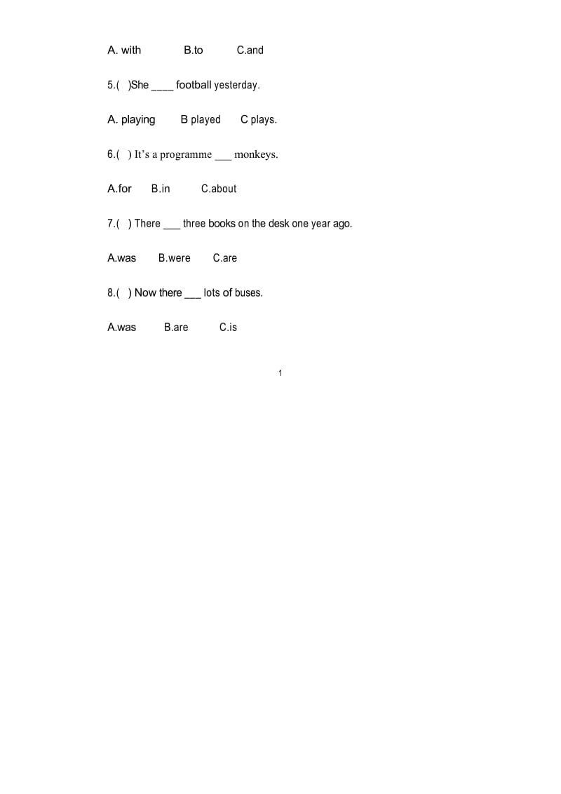 外研版(三起)五年级英语下册第1模块单元练习题(含答案).docx_第2页