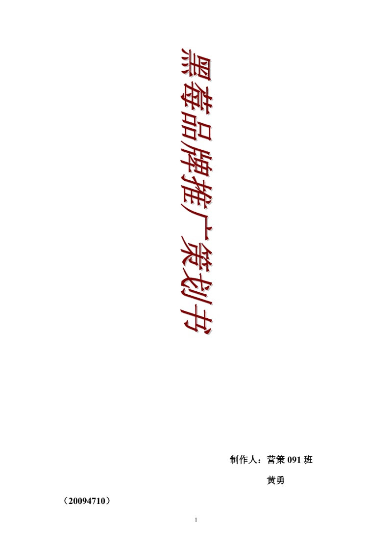 黑莓品牌推广策划书.doc_第1页