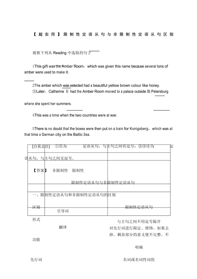 超实用限制性定语从句与非限制性定语从句区别.docx_第1页