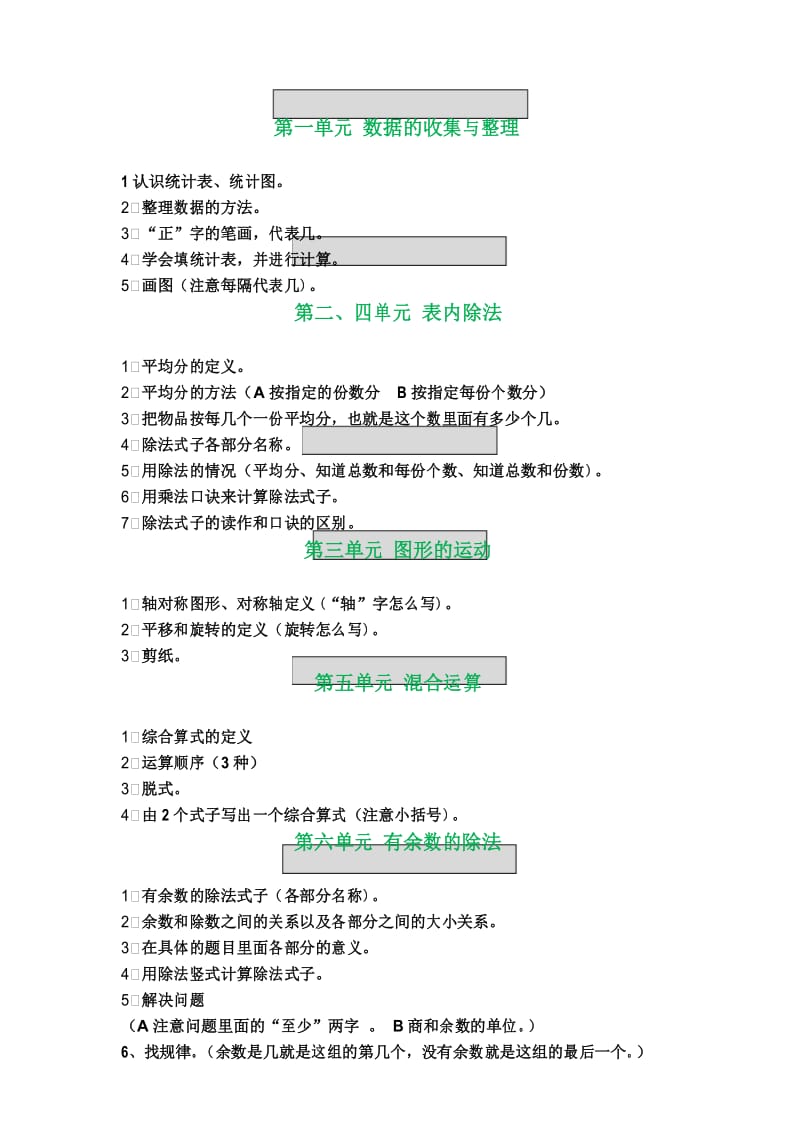 部编二年级下册数学复习要点及应用题专项复习.docx_第1页