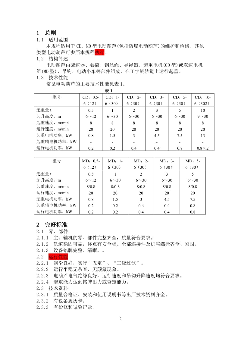 电动葫芦维护检修规程.doc_第2页