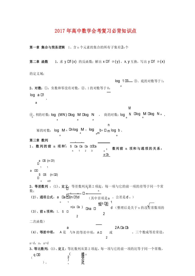 高中数学会考复习必背知识点.docx_第1页