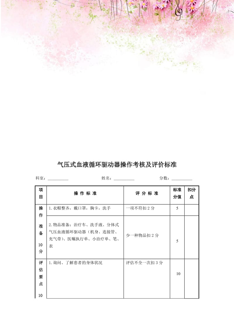 气压式血液循环驱动器操作流程及评分标准.docx_第3页