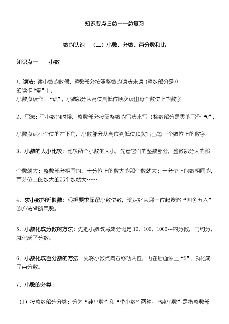 小数分数百分数和比知识点归纳.docx_第1页