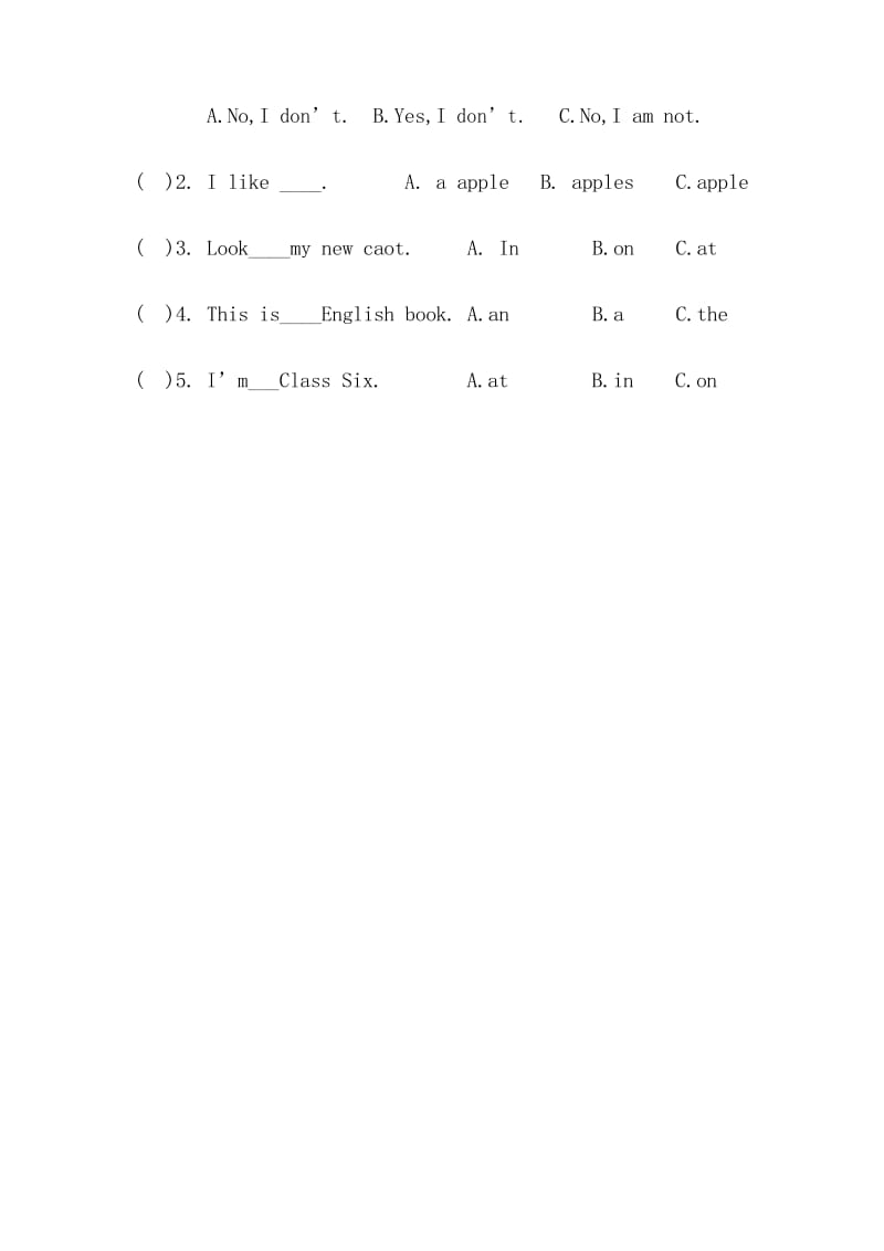 人教版(精通)小学三年级英语下册期末试题.docx_第2页