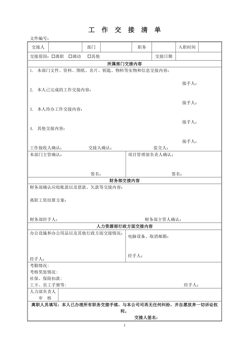 工作交接清单——某设计公司.doc_第1页