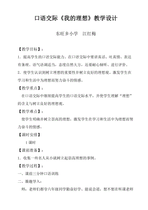 语文人教版六年级下册口语交际三 我的理想.doc