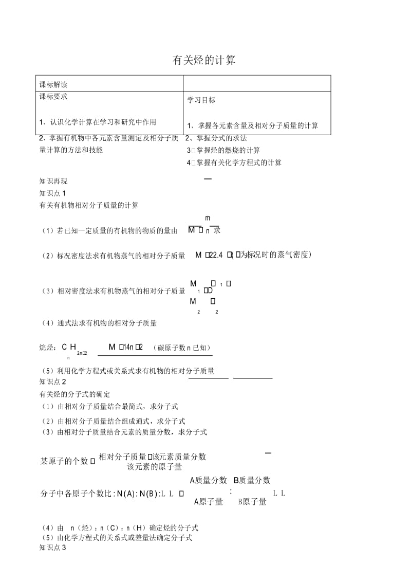 有关烃的计算.docx_第1页