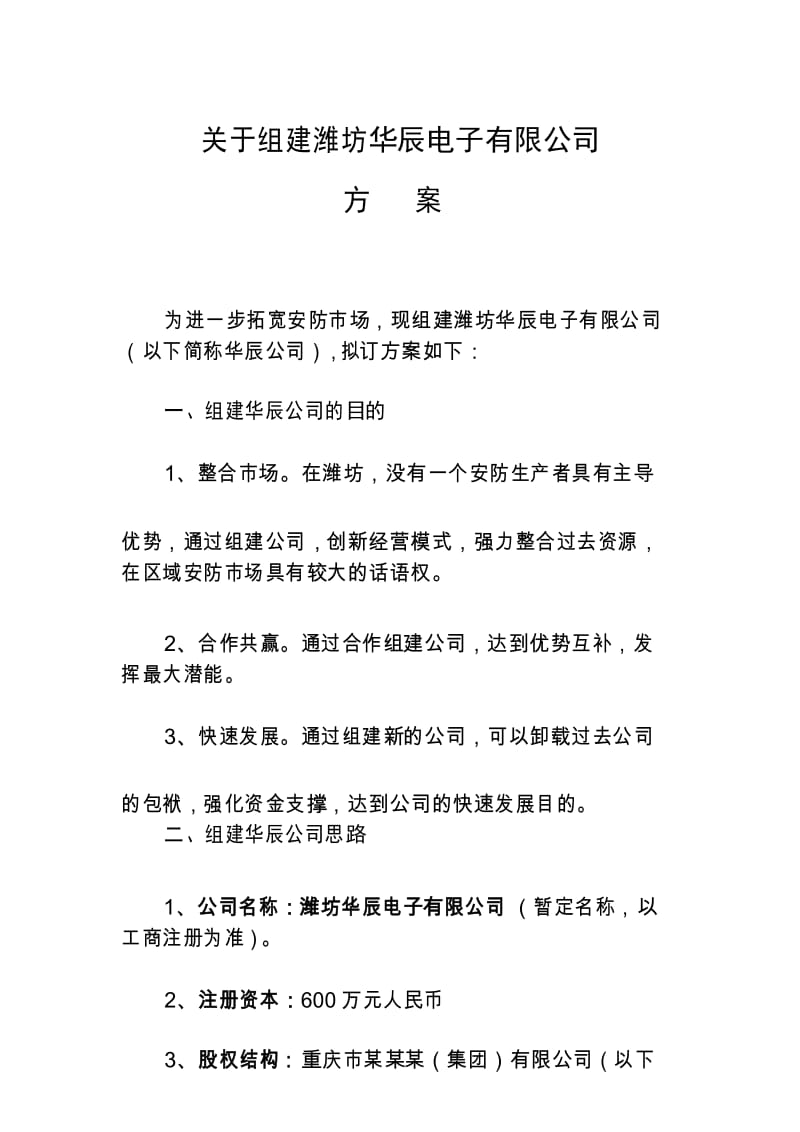 公司组建方案范本.docx_第1页