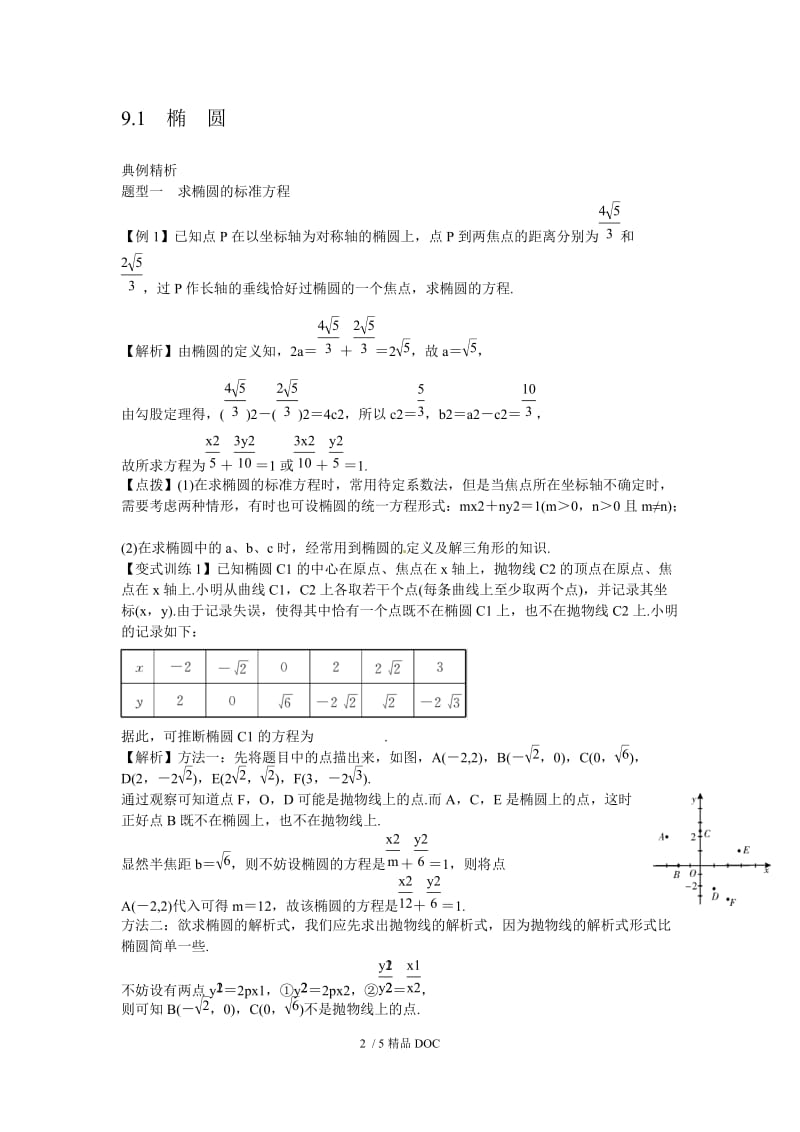 【最新】高中数学-高考数学一轮复习总教案：9.1　椭　圆 .doc_第2页