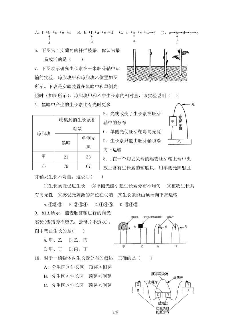 《植物生长素的发现》练习题.doc_第2页