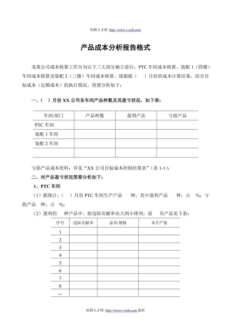 产品成本分析报告格式.doc_第1页