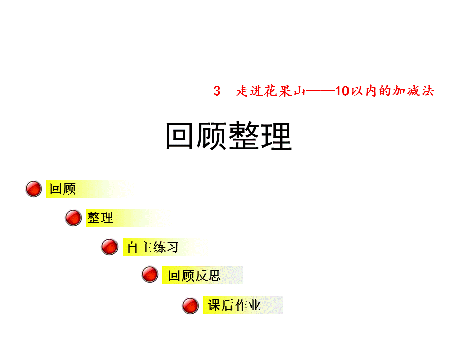 一年级上册数学课件-3 走进花果山回顾整理法∣青岛版（2018秋） (共33张PPT).ppt_第1页