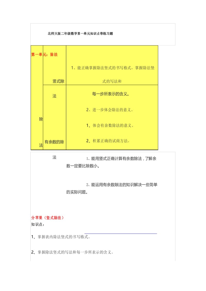 北师大版二年级数学第一单元知识点带练习题.docx_第1页