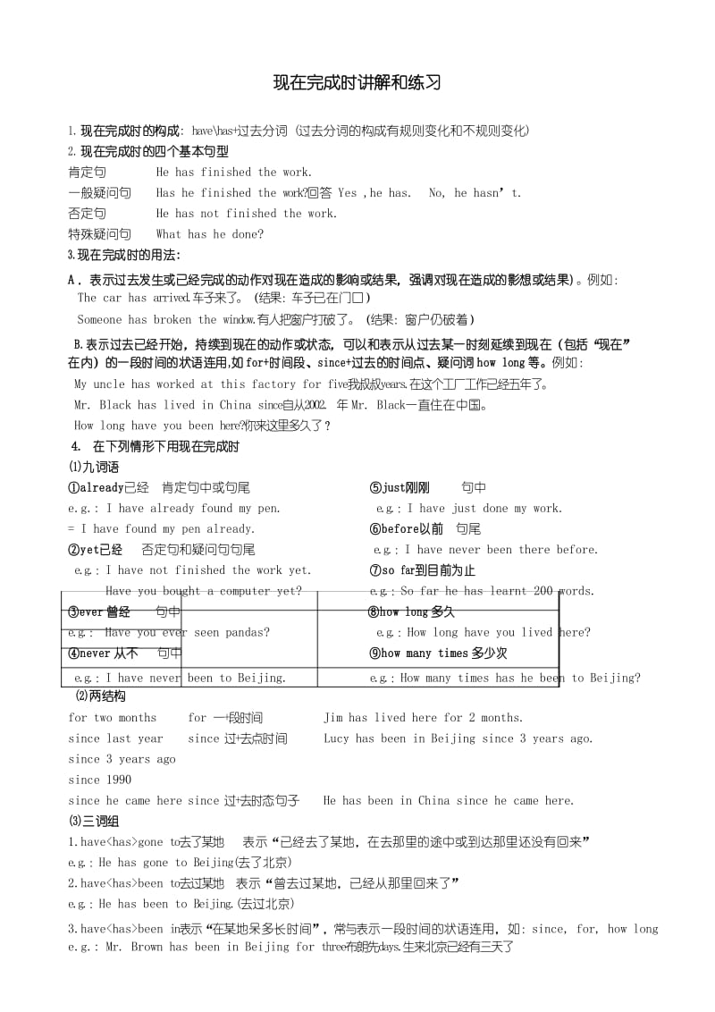 现在完成时讲解和练习(有答案).docx_第1页