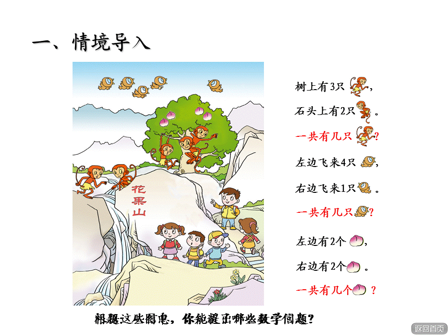 一年级上册数学课件-3 走进花果山加法的意义∣青岛版 .ppt_第2页