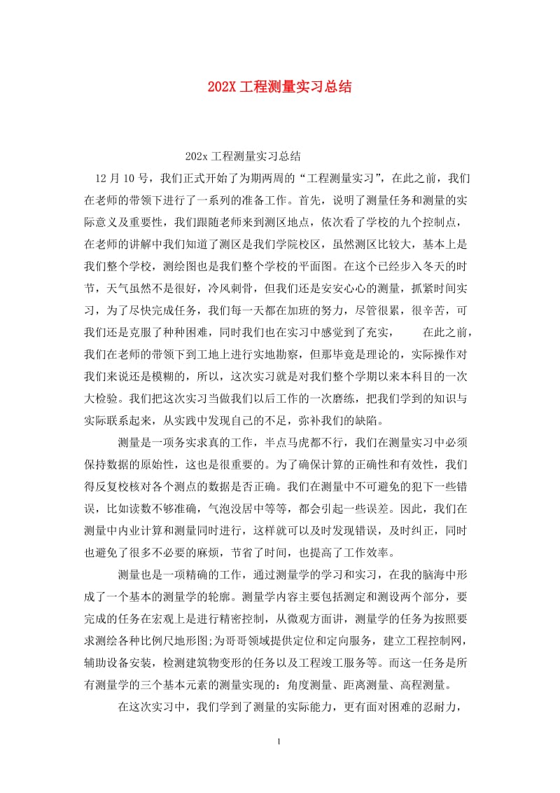 202X工程测量实习总结.doc_第1页