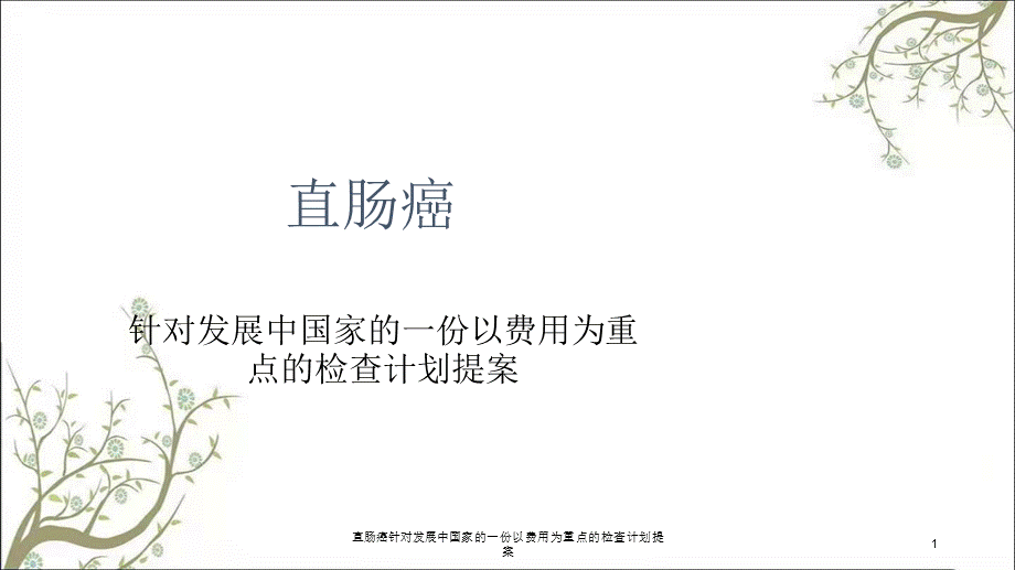 直肠癌针对发展中国家的一份以费用为重点的检查计划提案课件.ppt_第1页