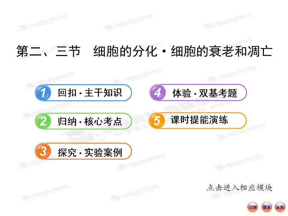 2013版高中生物全程复习方略配套课件（浙科版·浙江专用）：1.4.2、3细胞的分化·细胞的衰老和凋亡.ppt_第1页