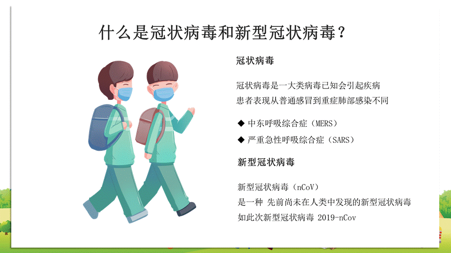 小清新卡通幼儿园小学学校返校儿童防疫主题班会内容完整PPT演示课件.pptx_第3页