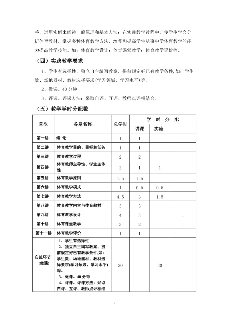 体育课程与教学论课程教学大纲.doc_第2页