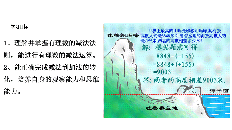 人教版七年级上册数学课件：1.3.2有理数的减法(共29张PPT).ppt_第1页