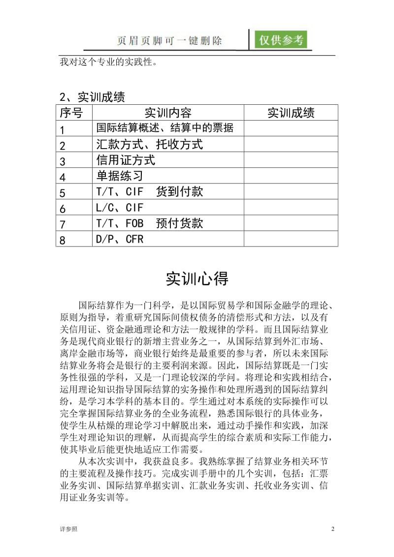 国际结算实训报告[沐风文苑].doc_第2页