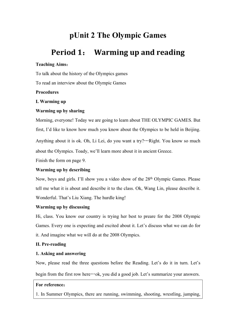 Period 1： Warming up and reading.doc_第1页