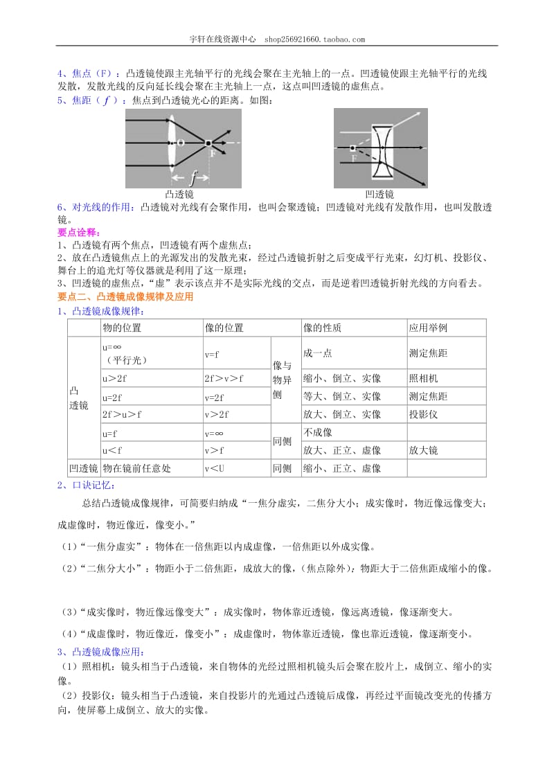 2021年人教版物理八年级上册43《透镜及其应用》全章复习与巩固(基础)知识讲解(含答案).doc_第2页