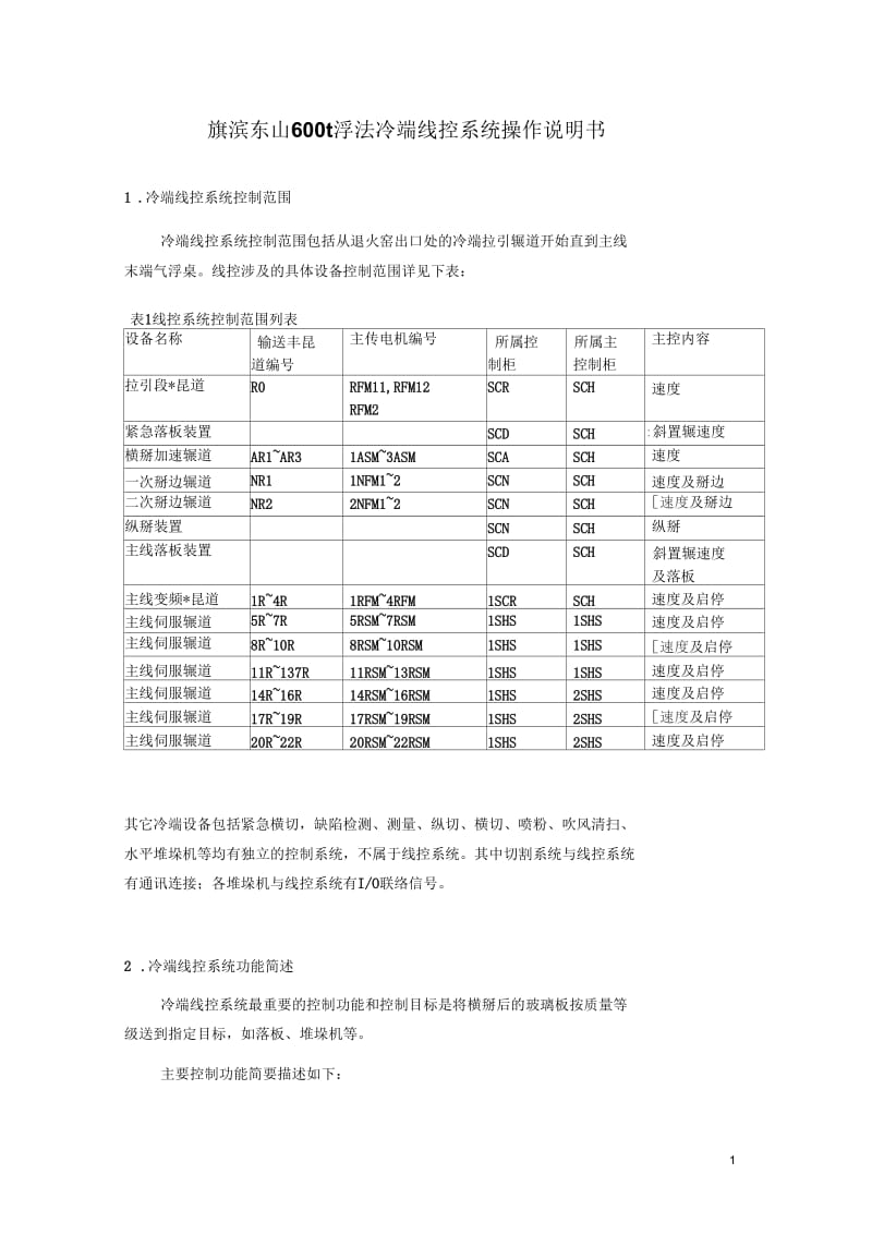 旗滨东山600t冷端线控系统操作说明书.docx_第1页